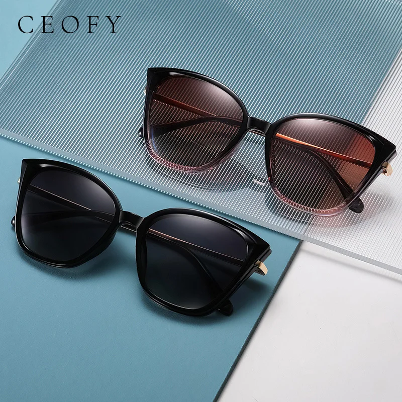 Ceofy Women Clip On Glasses Optical Glasses Cat Eye Polarized Sunglasses Magnetism Stylish Classic Women Eyewear 91521