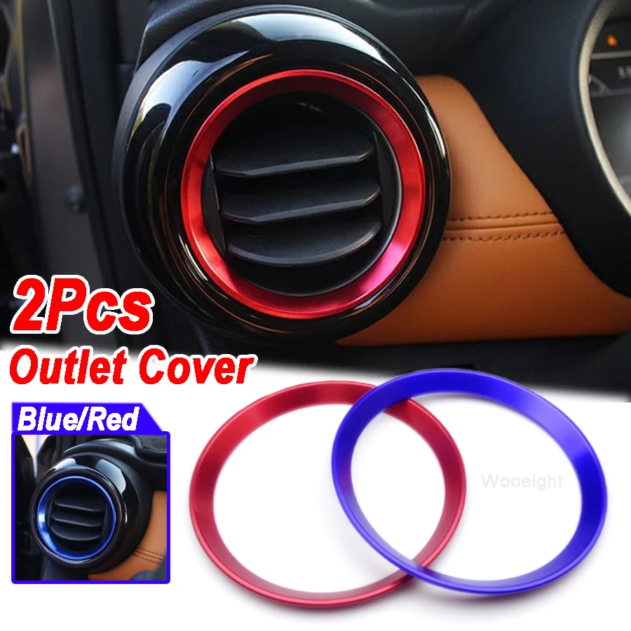 Wooeight 2Pcs Aluminum Front Air Conditioner Outlet Decoration Cover Circle Ring 3D Sticker Fit for Nissan Kicks 2016 2017 2018