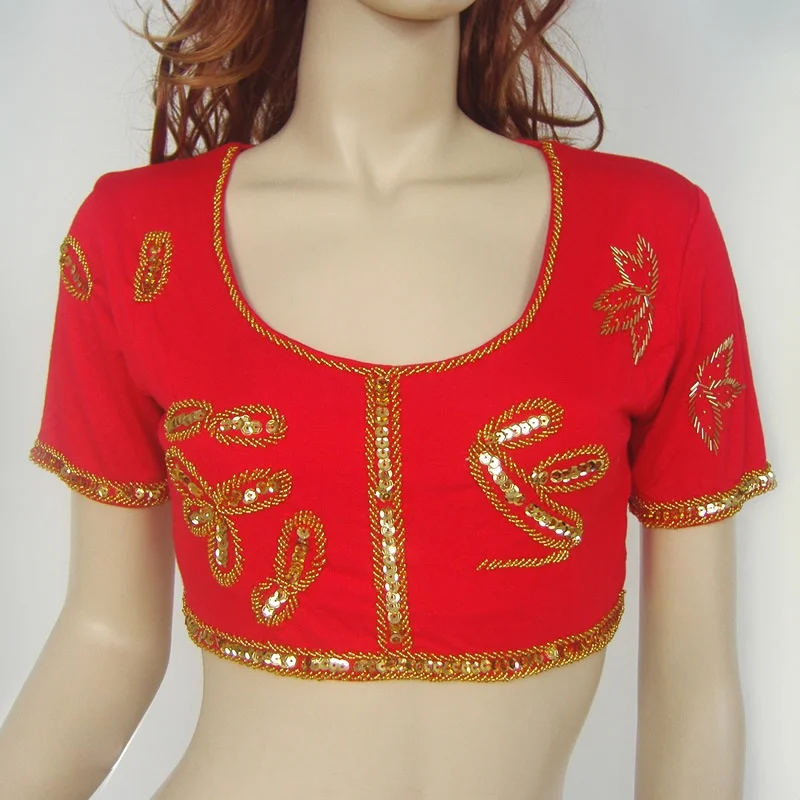 

Indian Ethnic Readymade Saree Blouses Short Sleeve Crop Top Choli Modal Indian Clothes