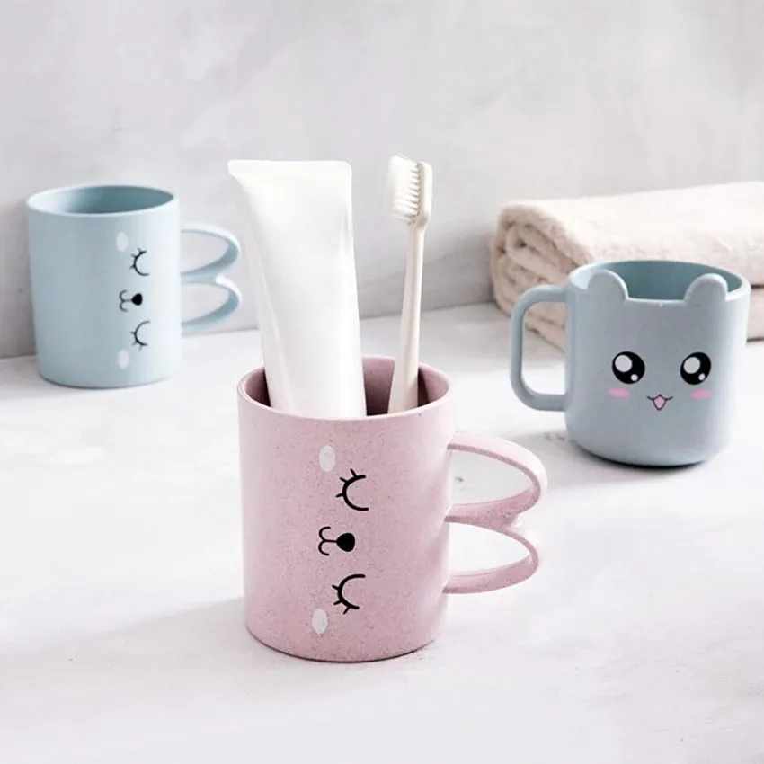 1PC Cartoon Cute Toothbrush Cup Bathroom Tumblers Washing Tools Home Expression Mouthwash Cups Toothbrush Mug Water Drink Cup