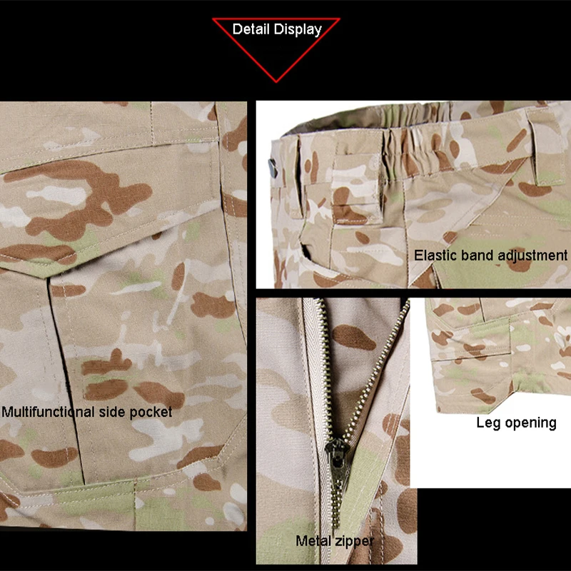Summer Multi Pocket Tactical Shorts Camouflage Cargo Pants Outdoor Wear-resistant Waterproof Hiking Cycling Sports Fifth Pants