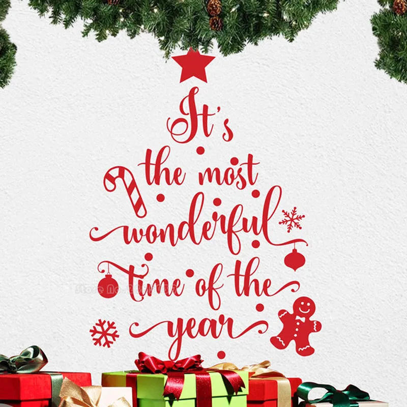 

Creative Merry Christmas Quotes Wall Stickers For Store Home Decoration DIY Window Decals Festival Vinyl Wall Mural Art LL2182