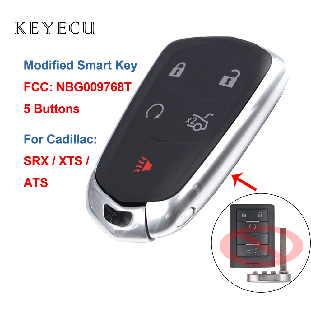 

Modified Smart Remote Car Key Fob 5 Button 315Mhz ID46 for Cadillac SRX ATS XTS 2010 2011 2012 2013 2014 2015 FCC ID: NBG009768T