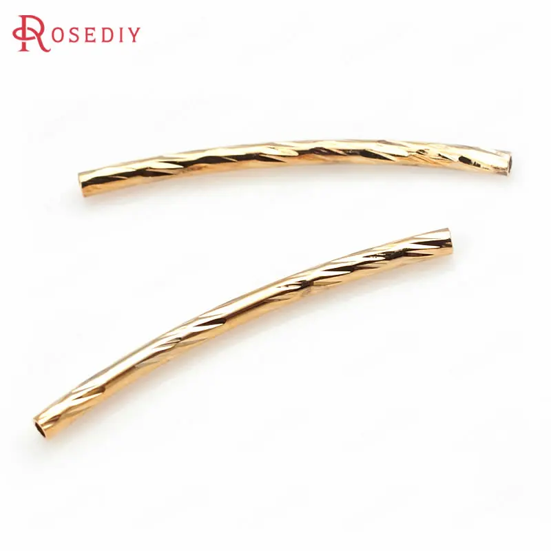 (F593)10 pieces 25mm High Quality Champagne Gold Color Brass Bracelets Arcuated Twisted Tube Jewelry Findings Accessories