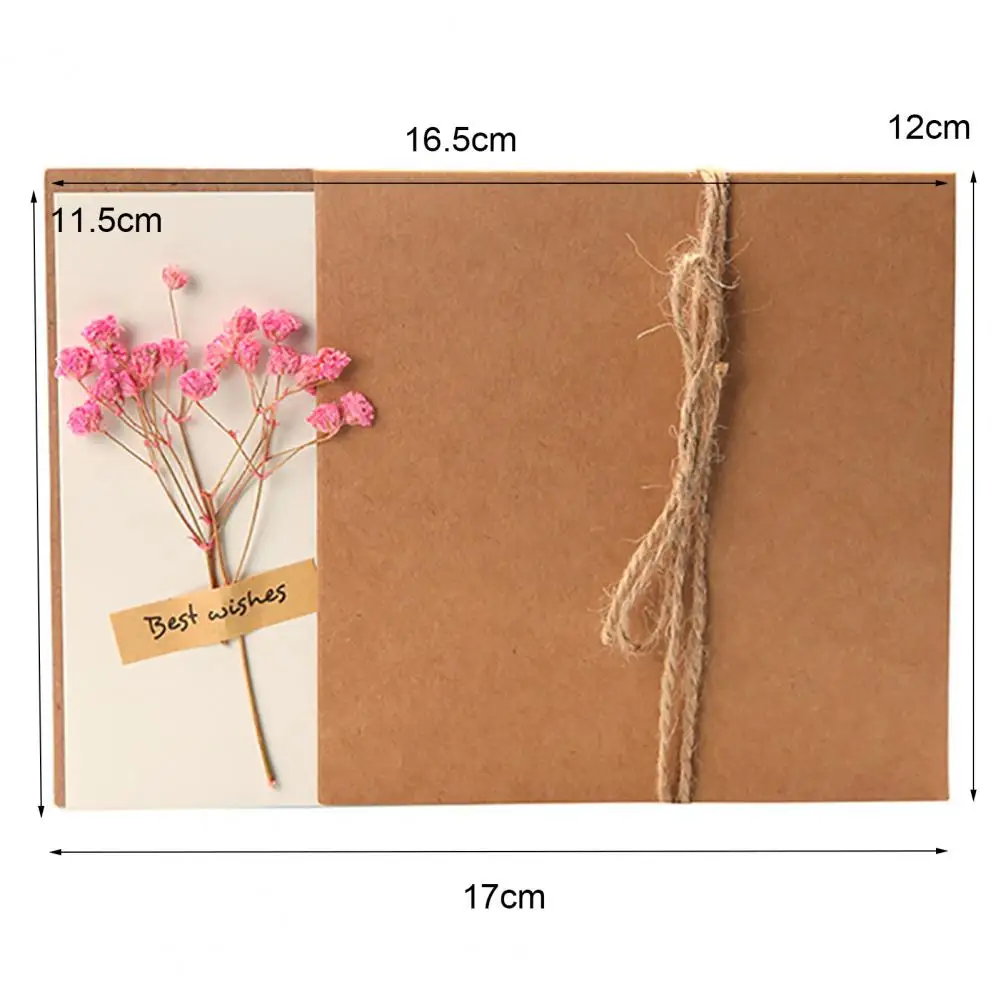 Valentine\'s Day Card Artificial Flower Kraft Paper Handmade Creative Birthday Greeting Cards Baby Bridal Shower Thank-You Card