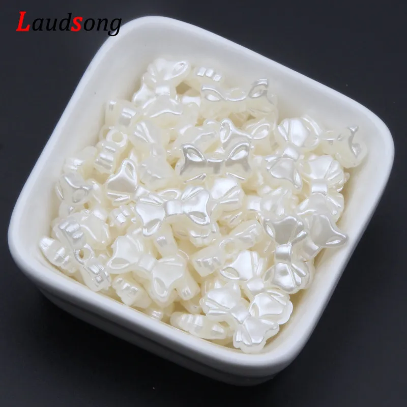 50pcs Bow-knot Beads Imitation Pearls Acrylic Spacer Beads For Jewelry Making 9x15mm Loose Beads DIY Bracelet