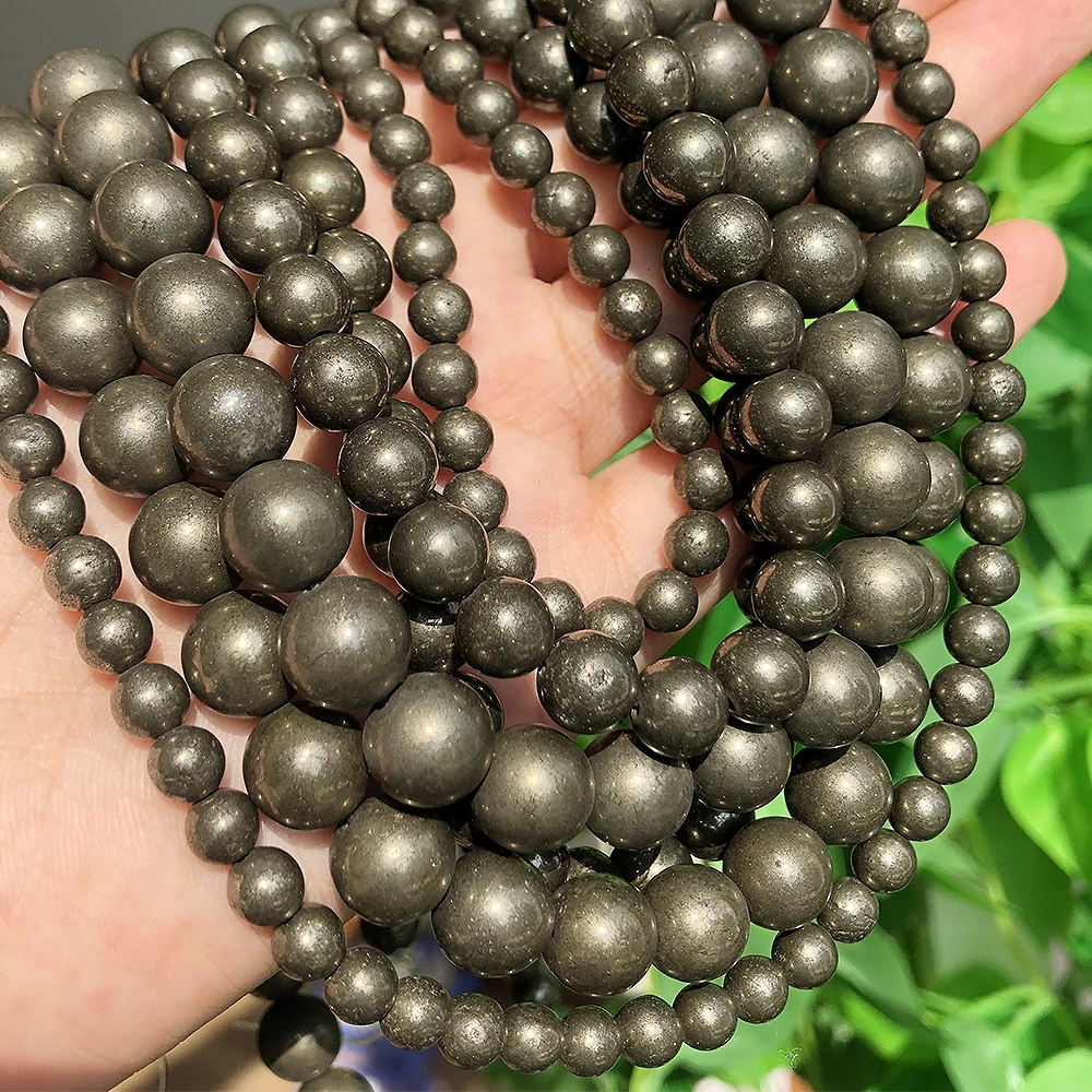 Natural Stone Beads Iron Pyrite Round Loose Beads For Jewelry Making 16\