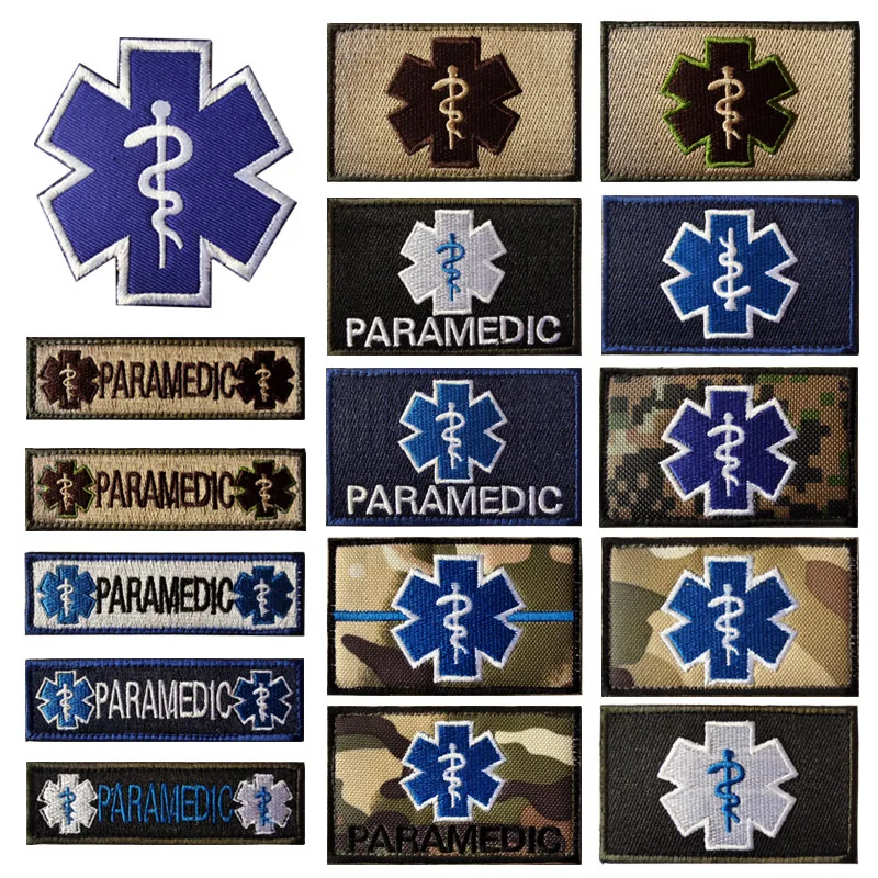 XICC Star of Life Embroidery Patches Rescue Medical Save Lives Paramedic Badge Armband Military Cloth Stickers Backpack Applique