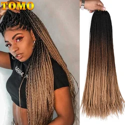 TOMO Soft Box Braids Crotchet Braid Synthetic Ombre Braiding Hair Extension 24Inch 22Roots Rainbow Pre Looped Box Crochet Hair