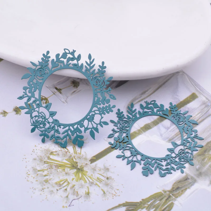 30 Stück AB6635 35*33mm Messing Runde Blumen-Anhänger Ohrring Schmuckzubehör – Detail 8
