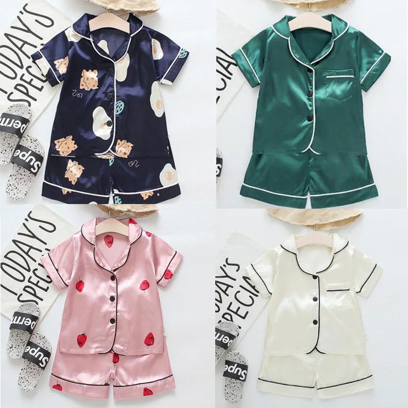 Short Sleeve Child Blouse Tops+Shorts Sleepwear Pajamas Kids Clothes Baby Pajama Sets Boys Girls Cartoon Deer Print Outfits Set