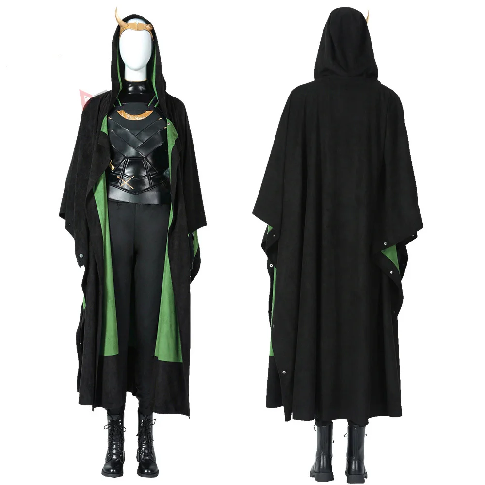 

Lady Loki Cosplay Costume Sylvie Cloak Vest Horns Crown boots Sylvie Enchantress set for Halloween Carnival Game Party Show