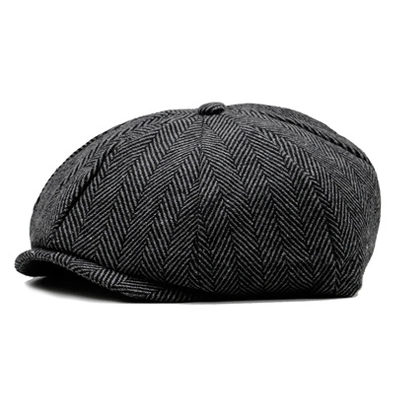 Hat Warm Woolen Dome Striped Octagonal Hat  Fit For Newsboy Hat Beret Big Head Cap Outdoor Male And Female Painter Hat