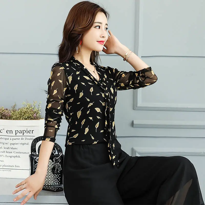 

Женский топ для латиноамериканских танцев, привлекательная сетчатая рубашка с принтом и V-образным вырезом, модная футболка с длинным рукавом для соревнований по бальному танцу, Новинка лета 2021