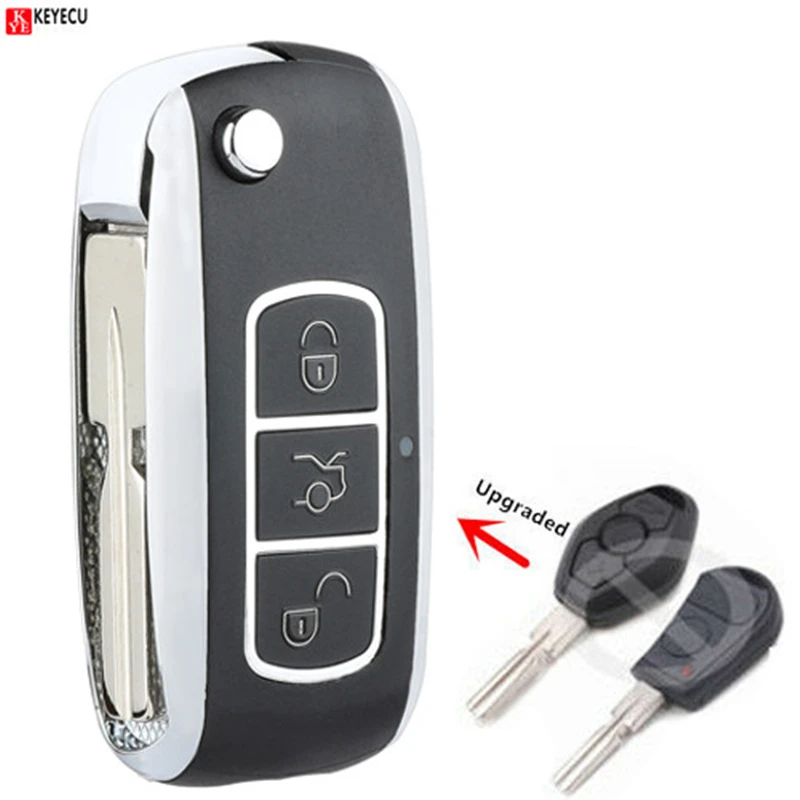 KEYECU Modifed Bentley Style Folding Flip Remote Key 3 Button Fob for BMW 315/433MHZ ID44CHIP HU58  Uncut Blade