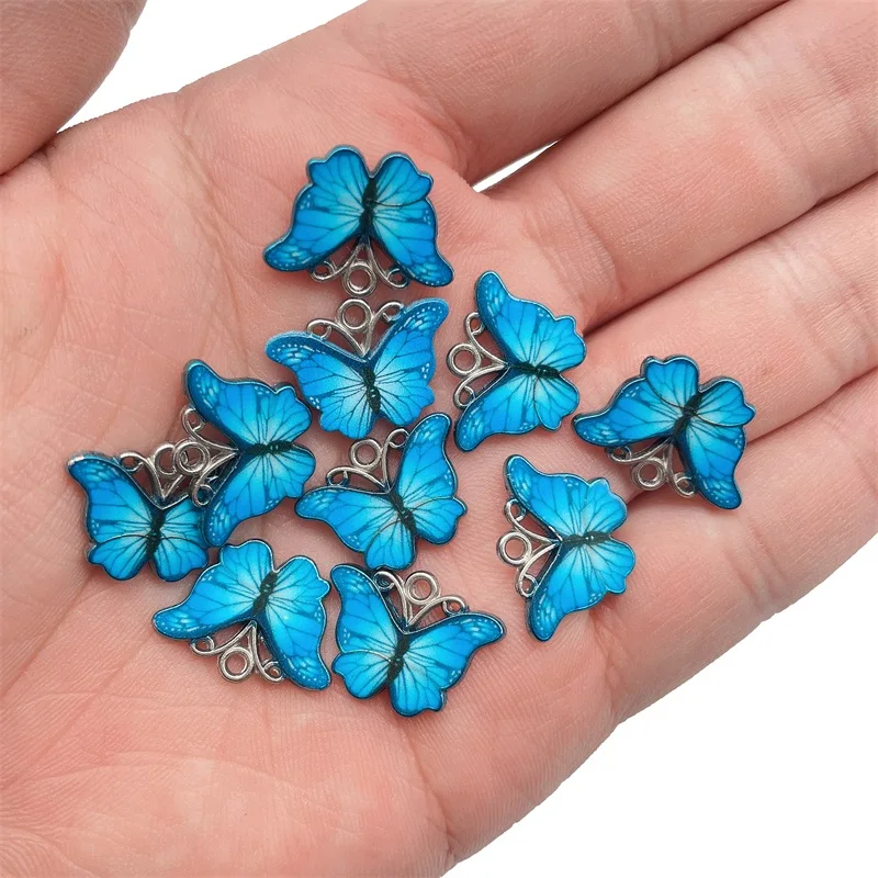 Kpop 20Pcs Colorful Butterfly Charms Cute Enamel Pendant For Necklace Bracelet DIY Jewelry Making Accessories Findings Wholesale