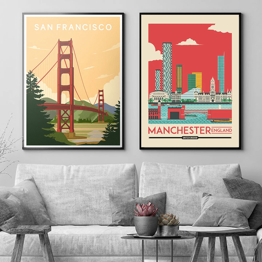 Geneve Switzerland Vintage Travel Poster Manchester Canvas Print San Francisco Posters Sea And Lakes Prints Gift Idea Home Decor