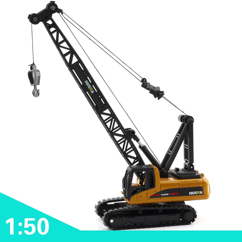 1:50 Huina Toy Diecast Crawler Alloy Crane Loader Dumper Truck Car Model Engineering Vehicle Caterpillar Collection Toy Kids Boy