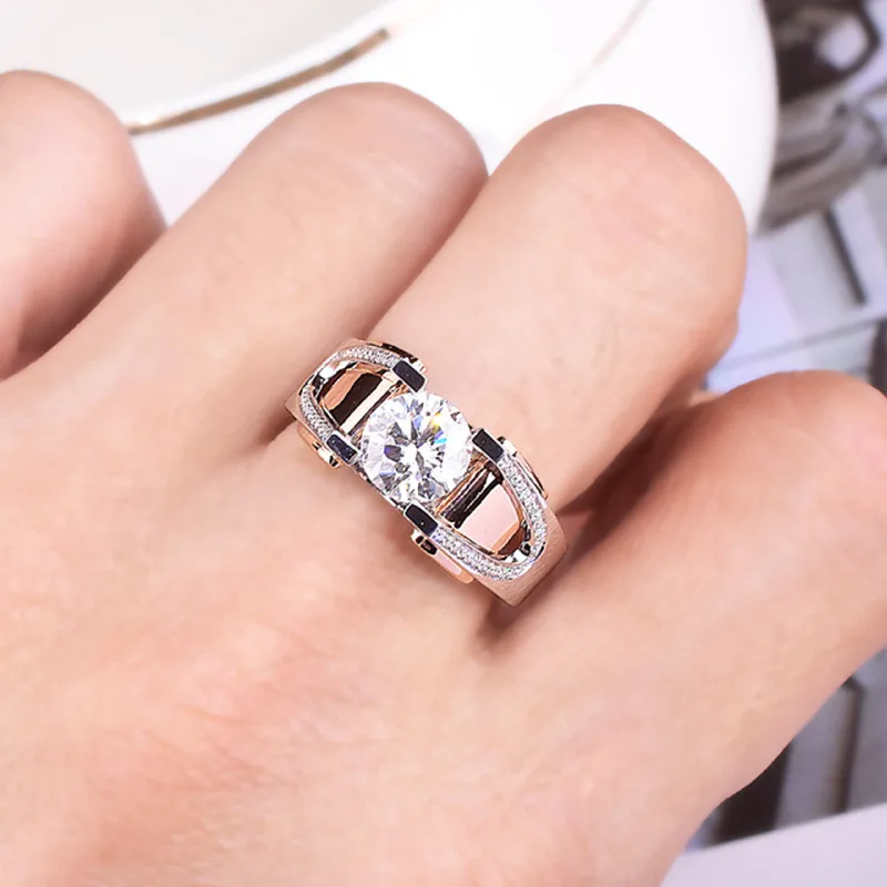 Crystal Zircon Diamonds Gemstones Bague Finger Band Rose Gold & White Silver Color Rings for Men & Women Fashion Jewelry Gifts 5