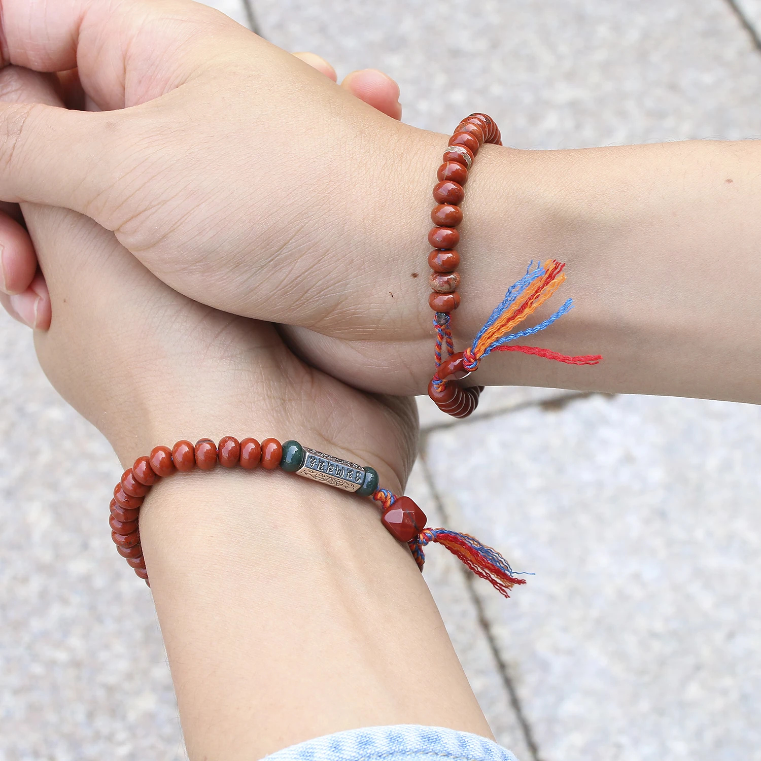 Natural Red Jasperr 6*4mm Beads Simple Bracelet Women Men Six ture words Charm Tibetan Buddhist Handmade Lucky Knots Bangle