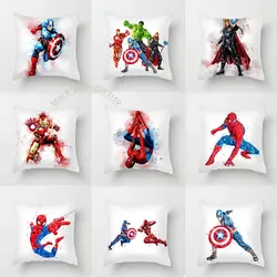 Disney Marvel Heroes Avengers New Color Spider-Man Captain Iron Man Pillow Case Car Sofa Pillow Cushion Cover 45x45cm