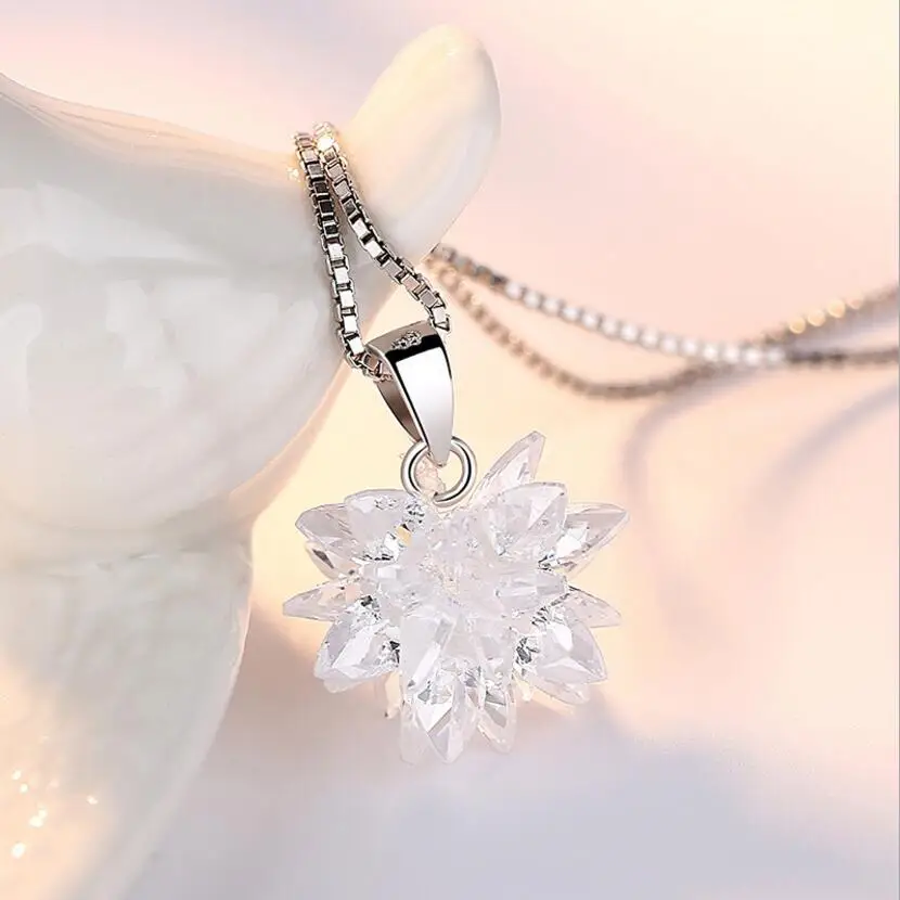 925 Sterling Silver Snowflake Necklace 1ct D Color VVS1 Genuine Moissanite Lab Diamond Pendant Necklace Women Jewelry