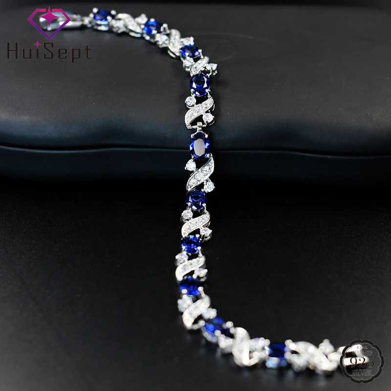 

HuiSept Fashion Bracelets for Women 925 Silver Jewelry Charm Topaz Gemstones Bracelet Accessories for Women Wedding Engagement