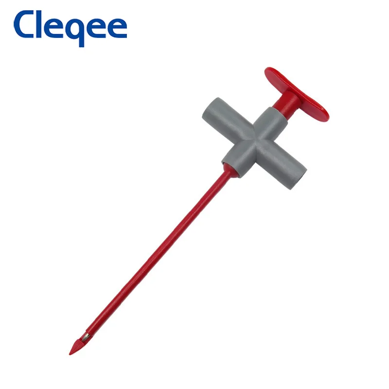 Cleqee P5010 2PCS Insulation Puncture Probe with 4mm Socket Auto Repair Test Hook Clip Power Probe Spring Loaded Tool 1000V