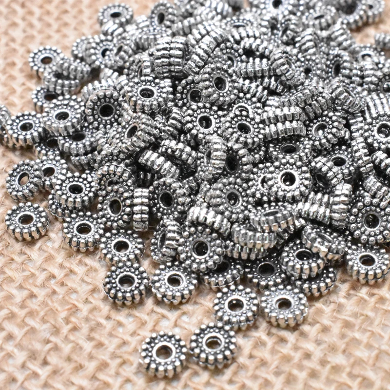 Wholesale 6mm 50pcsTibetan Metal Spacer Round Charm Beads Gold Color Spacer Beads Fit DIY Bracelet Jewelry Making Findings