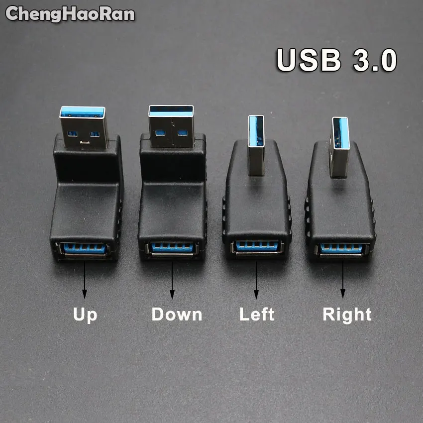 ChengHaoRan 90 Degree Left Right Angled USB 3.0 A Male To Female Adapter Connector For Laptop PC