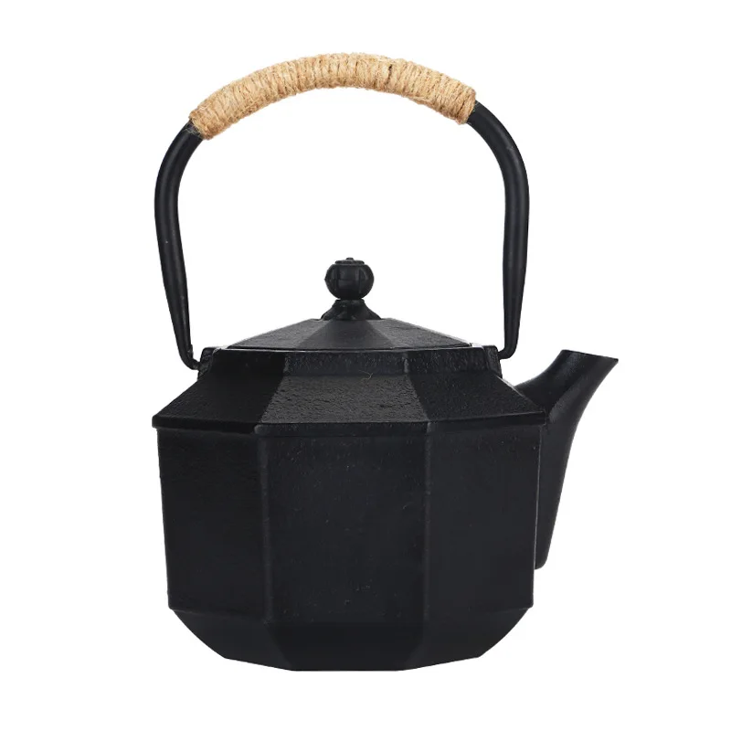 

Handmade Cast Iron Octagonal Tea Pot Iron Bottle Water Kettle Teapot 1L