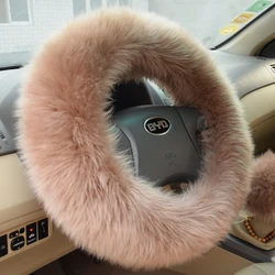 KAWOSEN Winter Warm Australian Wool Steering Wheel Cover for 14.96