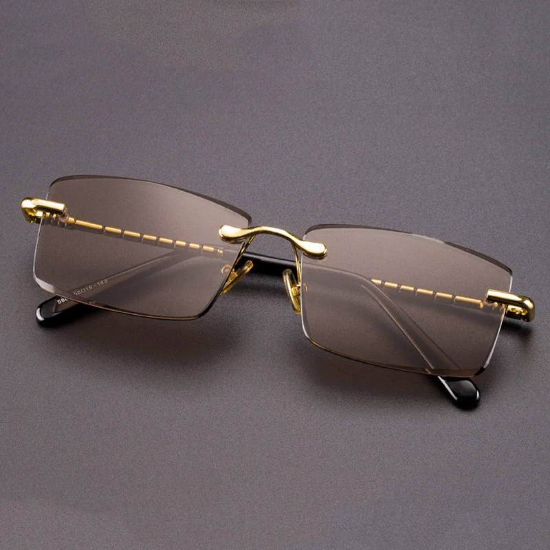 

Vintage Polarized Sunglasses Men Women 2020 Luxury Retro Rimless Sun Glasses Natural Crystal Stone Lens Sunglass UV400 Oculos