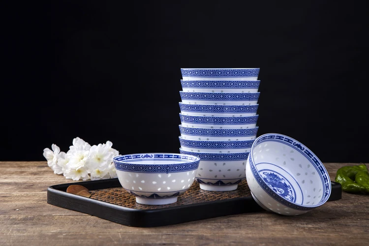 中国陶磁器 明宣徳 青白磁 ドラゴン模様 ボウル 4.5 インチライス