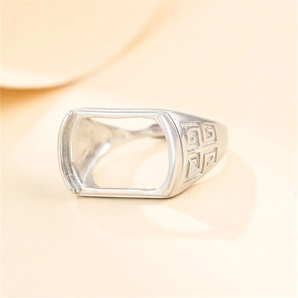 Ring Base for 11x16mm Saddle Cabochons Ring Setting White Gold Plated 925 Silver Adjustable Ring Blank SR0199