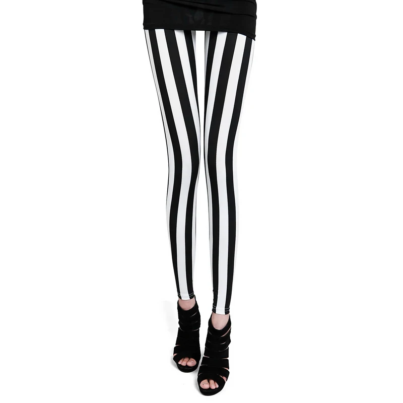 CHSDCSI Stripe Printed Leggings Women Sexy Elastic Pants Polyester Trousers Print Push Up Leggin