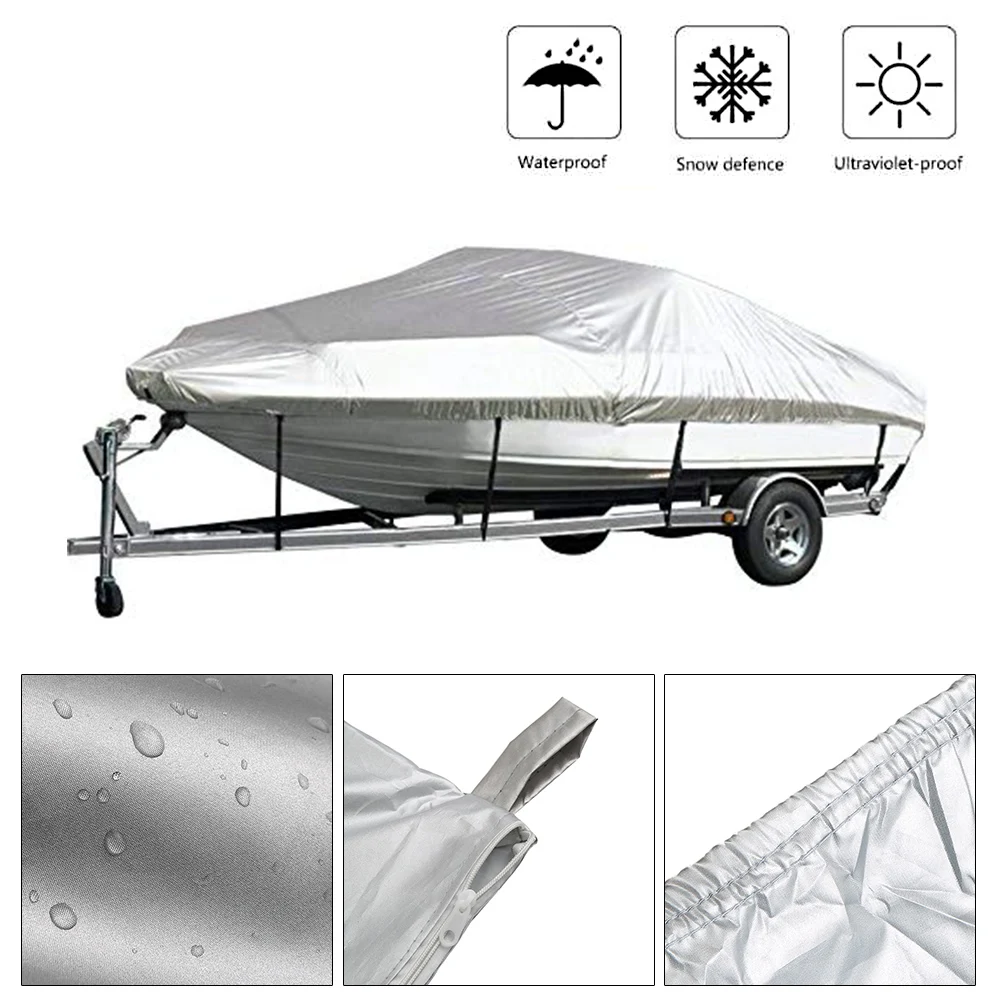 300D Oxford Cloth Speedboat Boat Cover Waterproof UV Dust-proof Cover Trailerable Fishing Ski Racing Boats For 11-19ft Speedboat