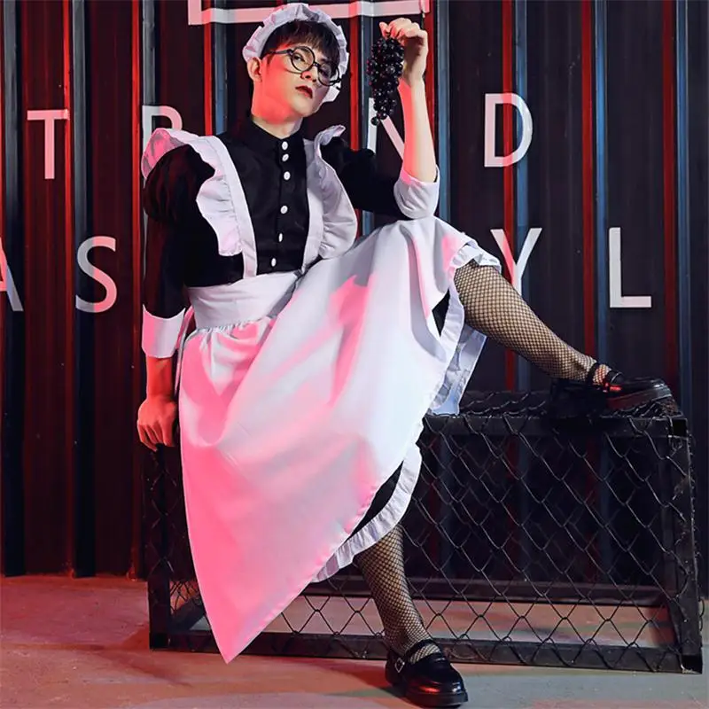 Maid Butler Cosplay Kostuum Mannen Vrouwen Halloween Cross Dress Adult Suit Huishoudster Stage Performance Zwart Wit Jurken