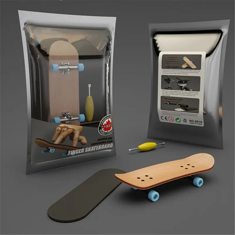 1Set Finger SkateBoard Wooden Fingerboard Toy Professional Stents Fingers Skate Set Novelty Children Christmas Gift