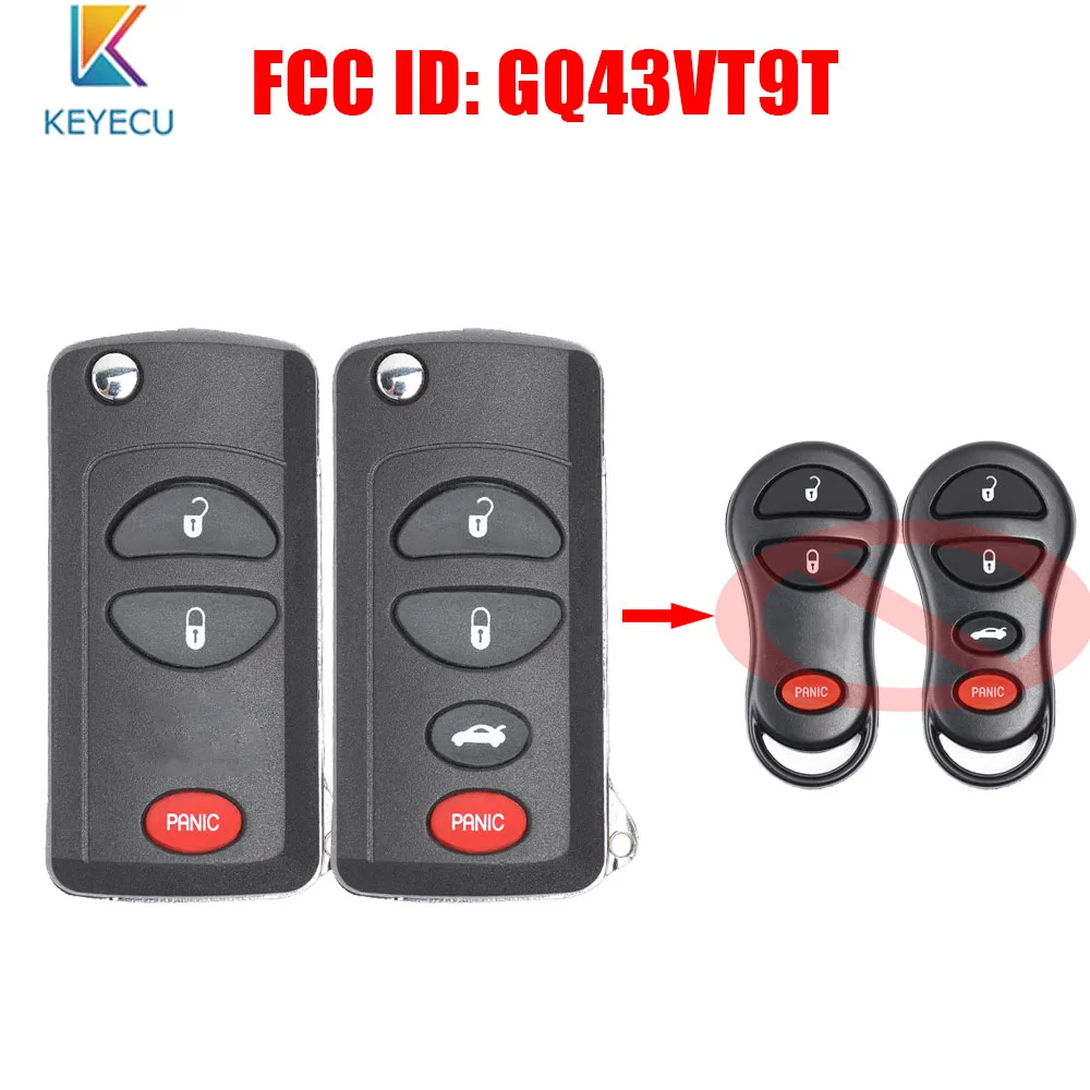 

KEYECU Modified Remote Control Car Key Fob 3 / 4 Buttons for Dodge Dakota Durango Ram 1500 FCC ID: GQ43VT9T