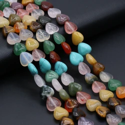 Natural Stone Beads Love Heart Shaped Mix Color Loose Spacer Crystal Beaded For Jewelry Making DIY Bracelet Necklace Accessories