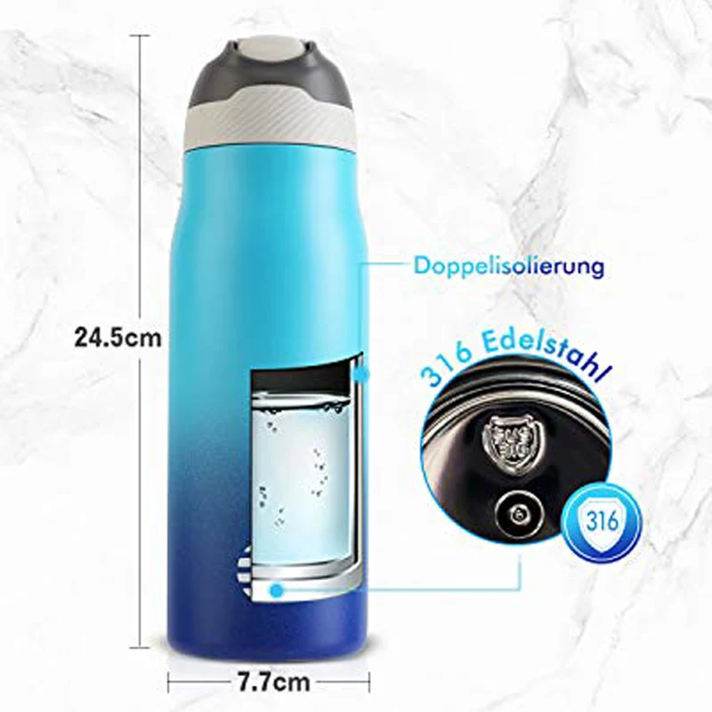 FJbottle Thermos Flask,Vacuum Bottle 316 Stainless Steel ,Fashion Multicolor Straw Water Bottle ,For Fitness Travel And Outdoor