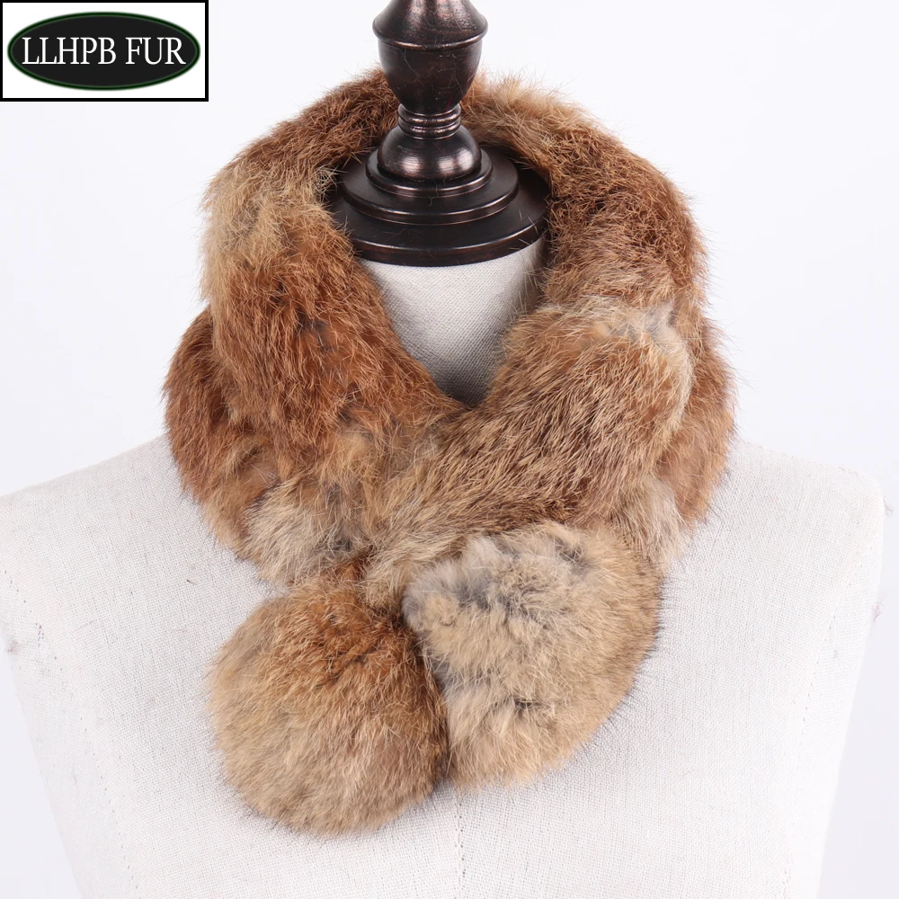 2024 New Natural Warm Rabbit Fur Scarf Women Winter Mini Real Rabbit Fur Muffler Lady Fashion 100% Genuine Rabbit Fur Scarves