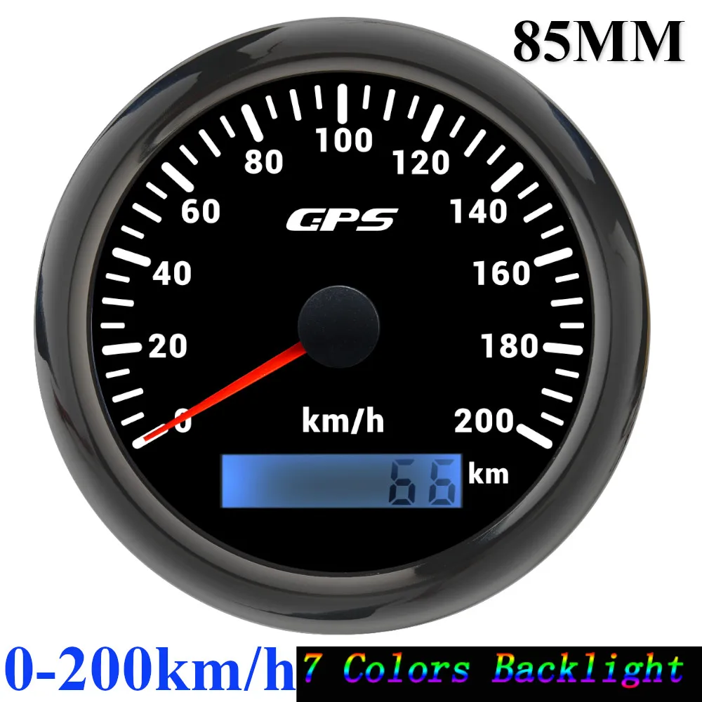 85mm GPS Speedometer Odometer Gauge 0-120MPH 160MPH 120KMH 200kmh with 7Colors Backlight For Car Boat Motorcycle Truck 12V/24V image 3