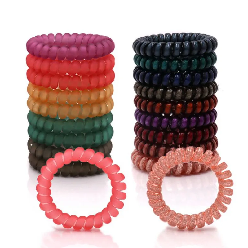 9pcs Big Thick Plastic Elastic Hair Ropes Multi Colors Telephone Wire Rubber Bands Personality Gift For Women Stretchy Ponytail