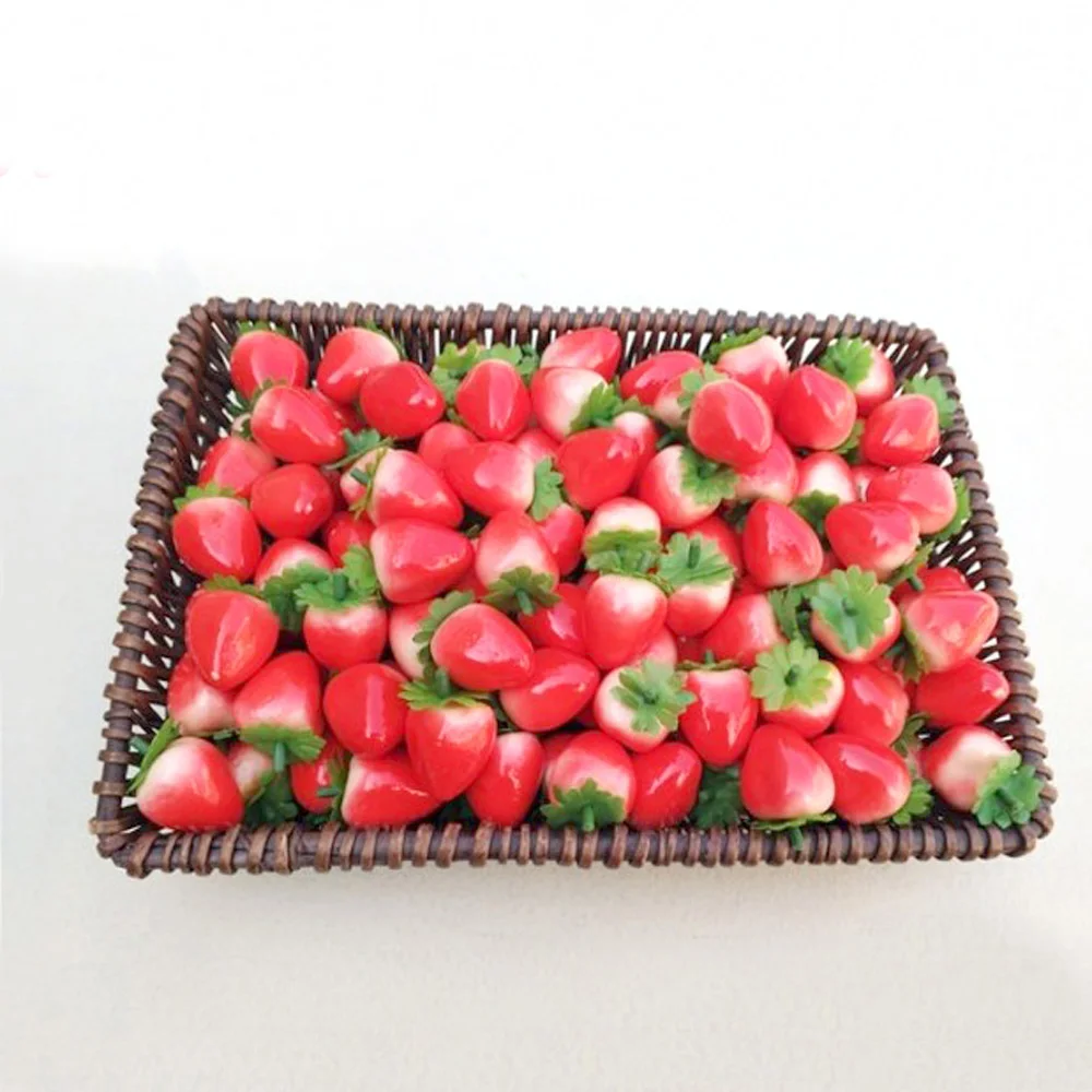 100pcs 2.5cm mini size artificial Plastic Fake Fruit artifical strawberry fruit&artificial plastic fake simulated strawberr