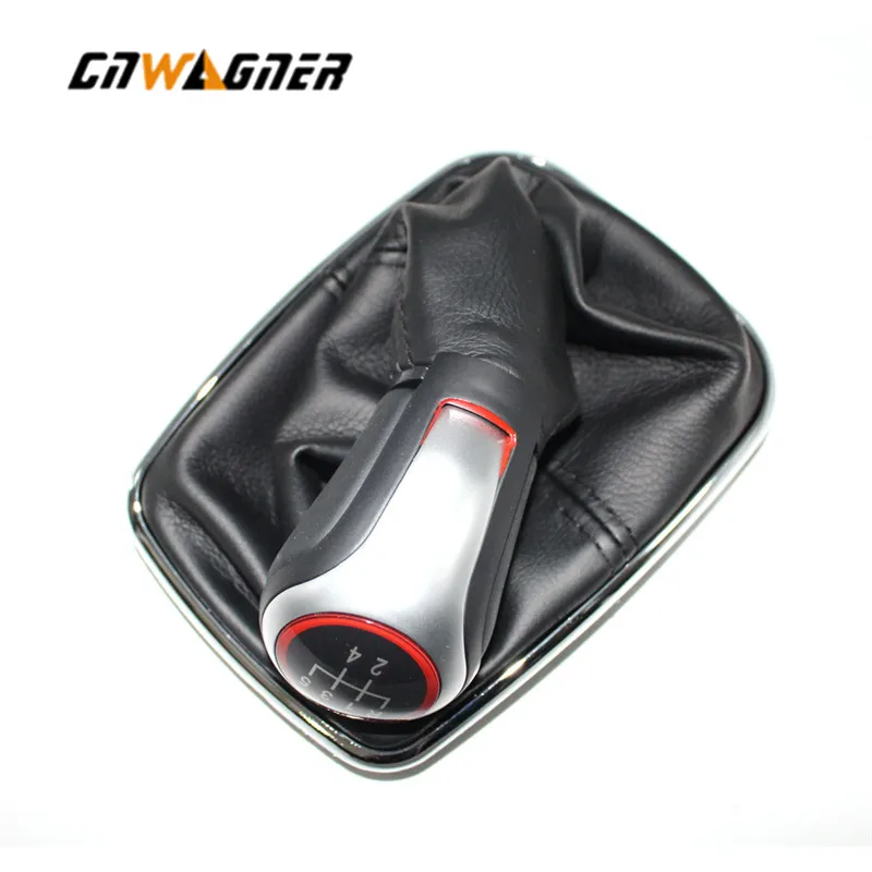 For VW Bora MK4 Golf 4 Jetta 4 For 98-04 Car Gear Shift Knob with Chrome Frame Leather 5 Gear 12mm car accessories