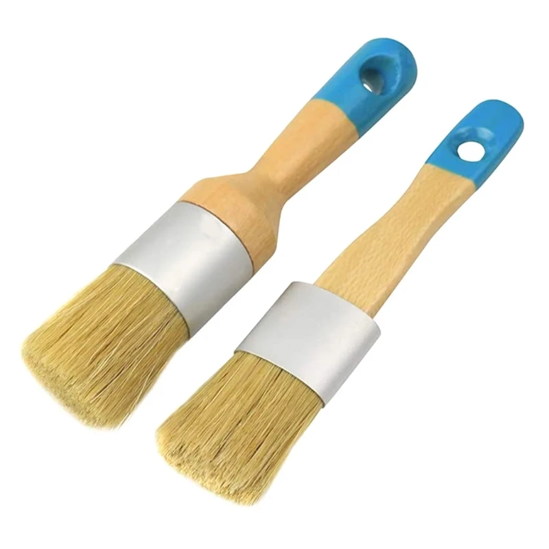 3 Pcs/Set Ergonomic Handle Chalk Wax Paint Brushes Bristle Stencil Brushes Furniture DIY Painting Waxing Tool 85DA