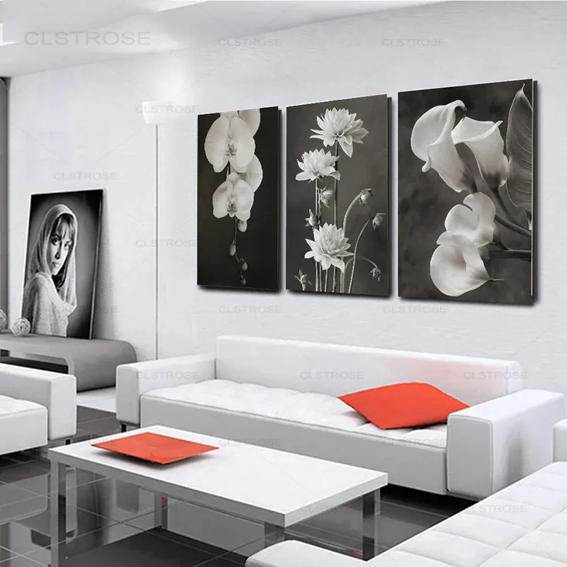 

Black and White Beautiful Flower Canvas Painting Minimalist Nordic Posters Wall Art Pictures for Living Room Home Decoration