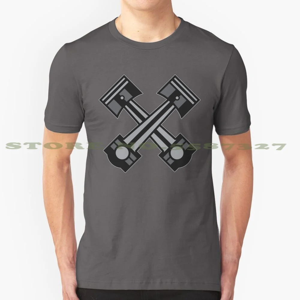 Two Crossed Pistons | Gift For Car Lover & Tuner 100% Cotton T-Shirt Petrolhead Engineering Cars Flag Lover Autmotive Speed